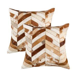 Natural Home Decor Torino Chevron Cowhide Pillow | 2-Piece | Brown & natural
